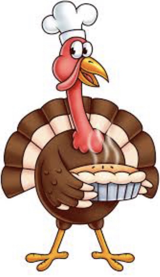turkey holding a pie